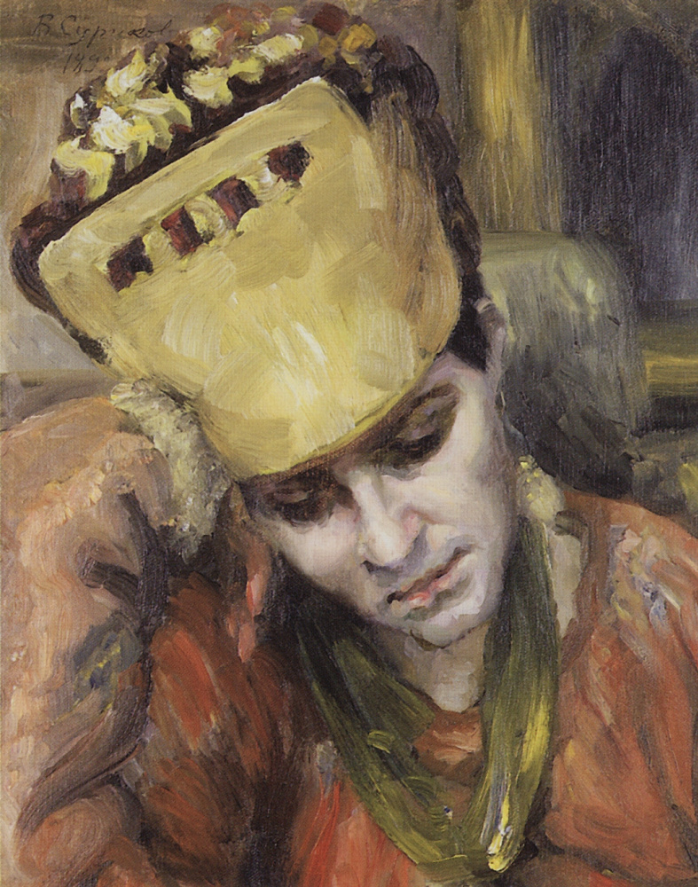 Vasily Surikov. Portrait of a young woman in kokoshnik