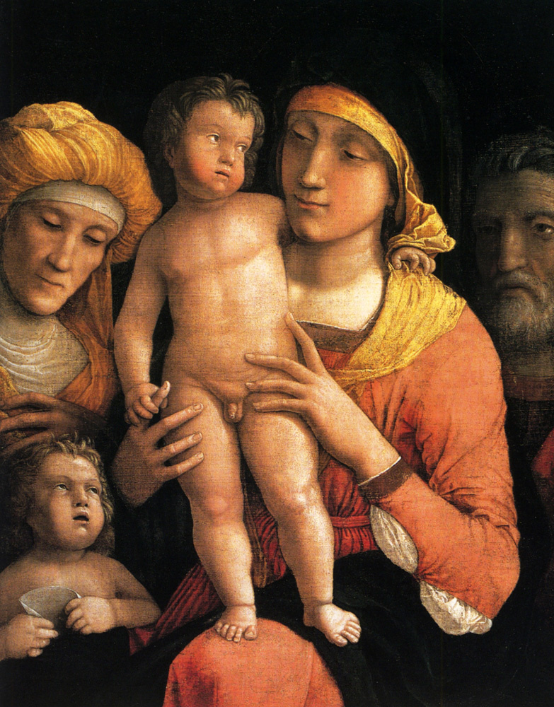 Andrea Mantegna. Holy family with saints Elizabeth and the infant John the Baptist