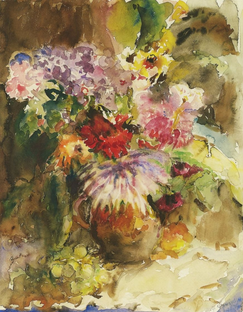 Arthur Vladimirovich Fonvizin. Vase with flowers and grapes