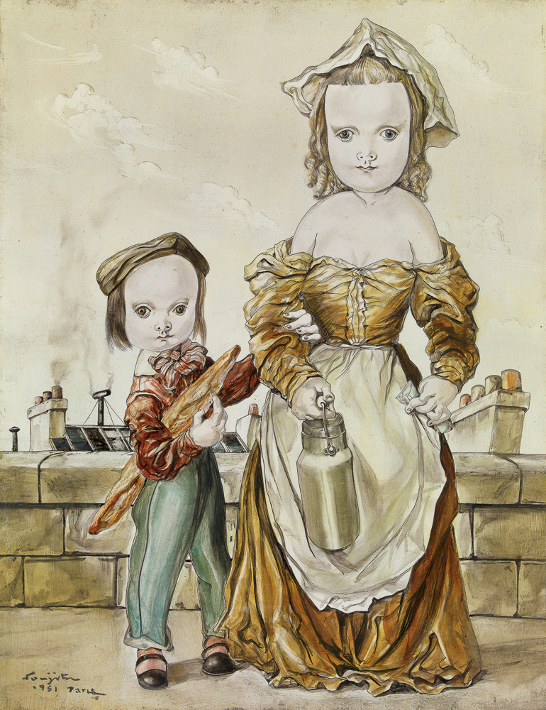 Tsuguharu Foujita (Léonard Fujita). Two children carrying bread and milk