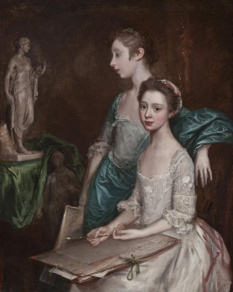 Thomas Gainsborough. Portrait of the artist daughters, Molly and Peggy with drawing supplies
