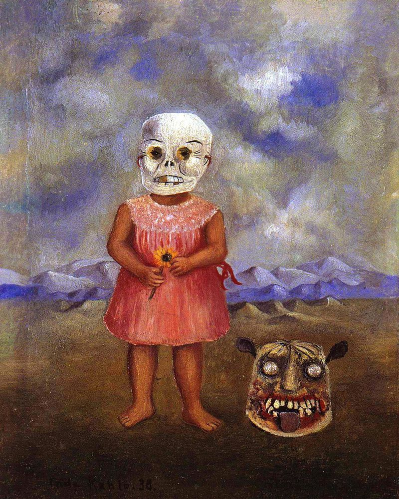 Frida Kahlo. Girl with Death mask