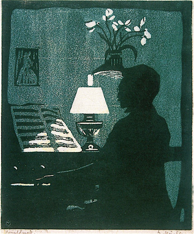 Gabriele Münter. Kandinsky playing the harmonium