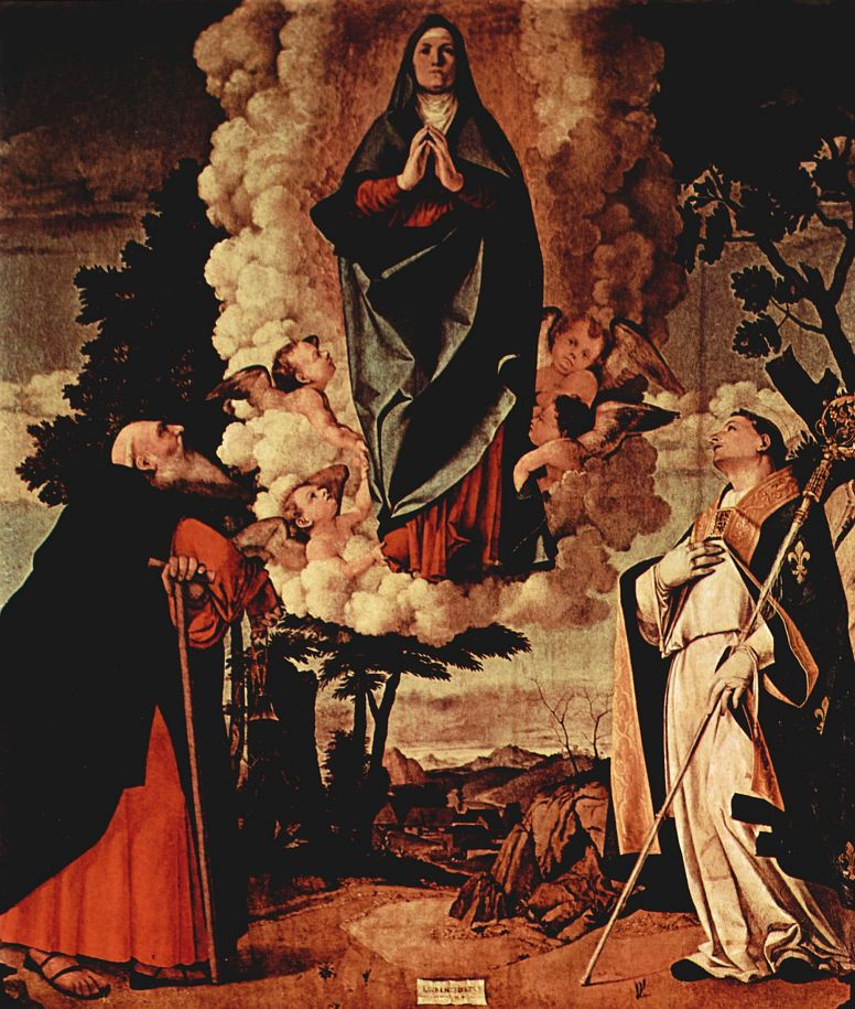 Lorenzo Lotto. Assumption of the virgin Mary with St. Anthony Abbot