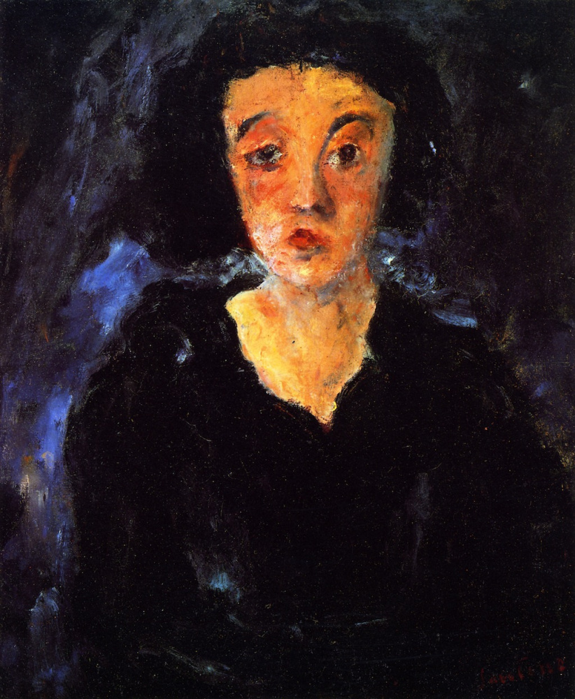 Chaim Soutine. Portrait of woman on blue background