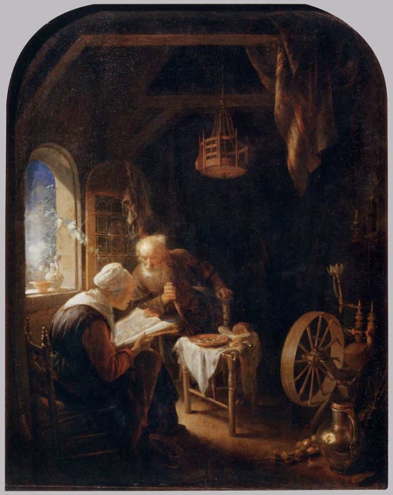 Gerrit (Gerard) Dow. The lesson from the Bible, or Anna and Tobit