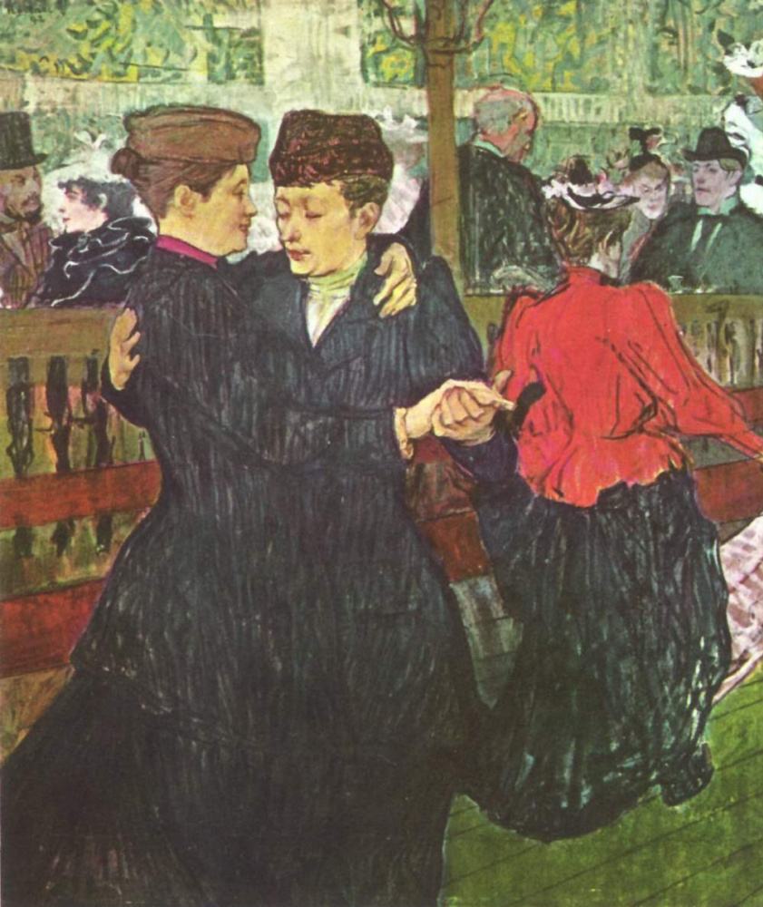 Henri de Toulouse-Lautrec. In "Moulin Rouge". Two women dancing