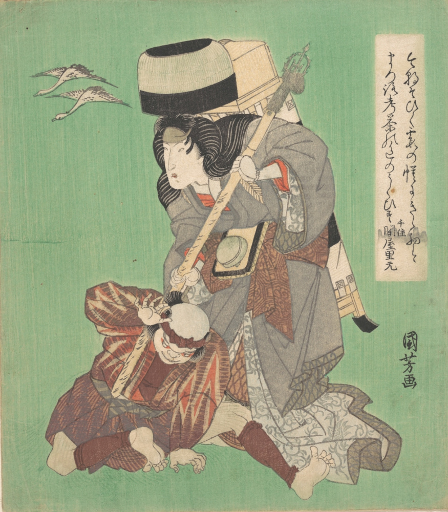 Utagawa Kuniyoshi. Segawa Kukunodjo V在剧院现场。系列剧“东方伟大演员”