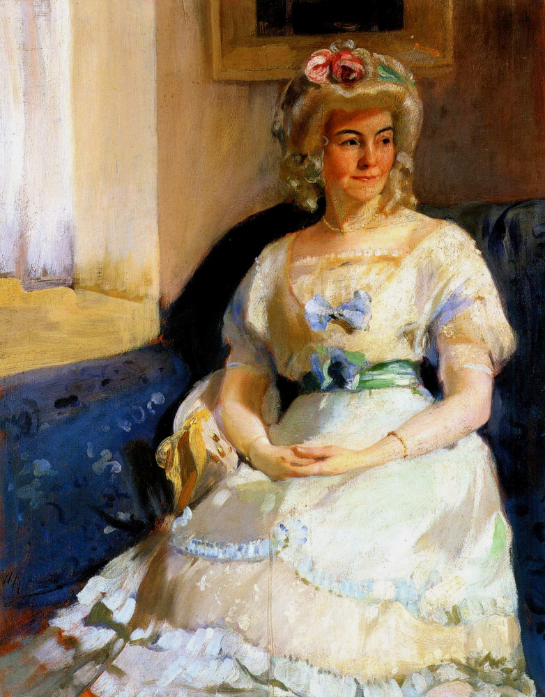 Alexander Murashko. Retrato de una mujer con una peluca blanca.