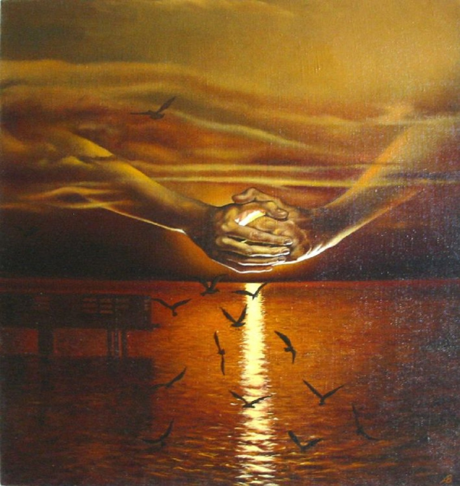 Vladimir Vasilyevich Abaimov. Seagulls at sunset