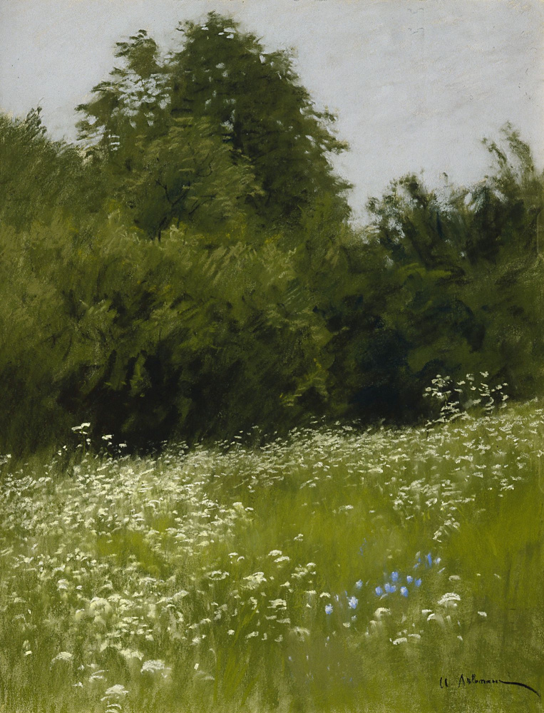 Isaac Levitan. Meadow at the forest edge