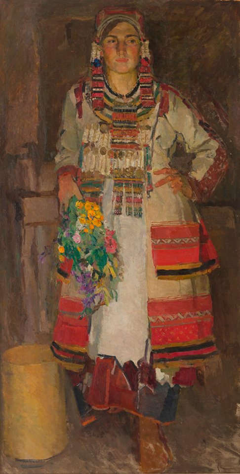 Fedor Grigorievich Krichevsky. Portrait of the artist's daughter Maryana Krichevskaya in a Mordovian costume