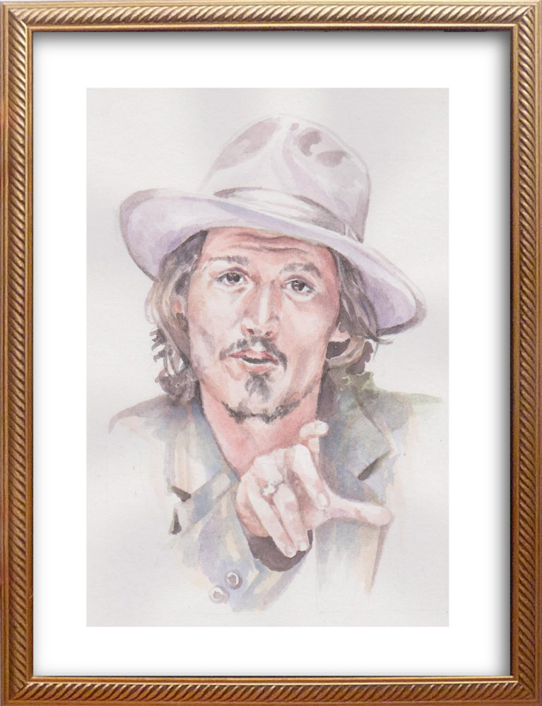 Ivan Alexandrovich Dolgorukov. Watercolor portrait of Johnny Depp