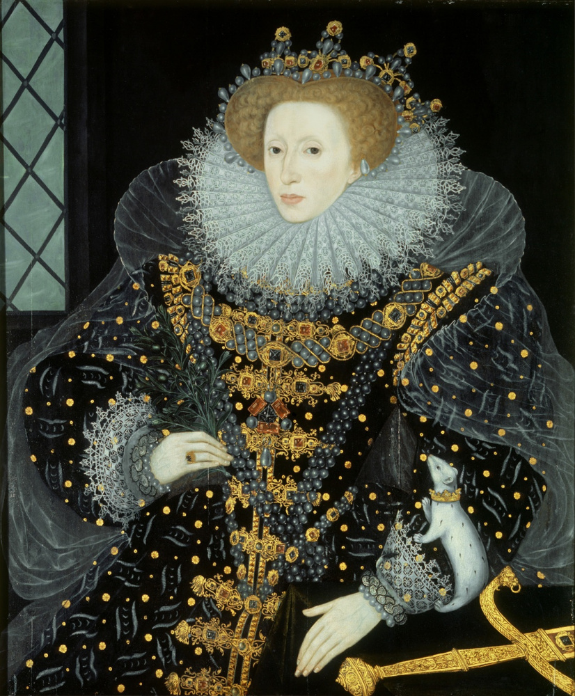 Nicholas Hilliard. Portrait de la reine d'Angleterre Elizabeth. Ermina