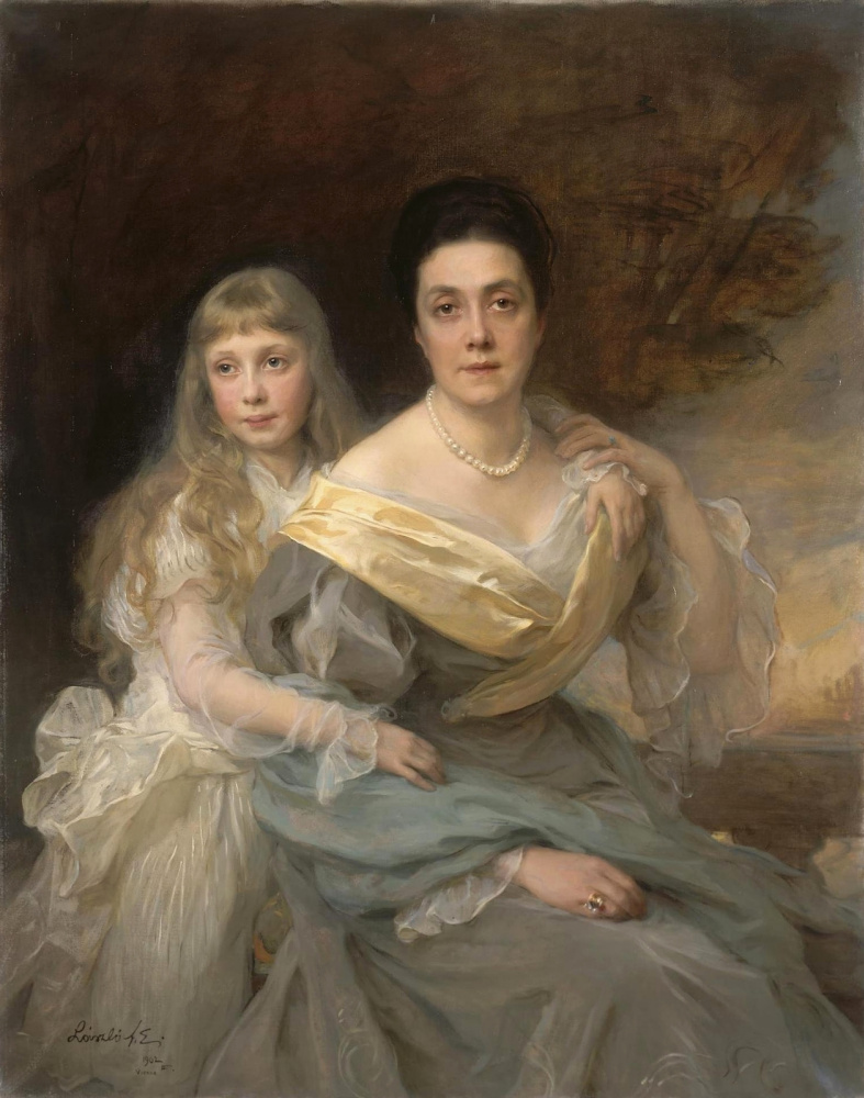 Филип Аликсис Де Ласло. Portrait of a lady with her daughter. 1902