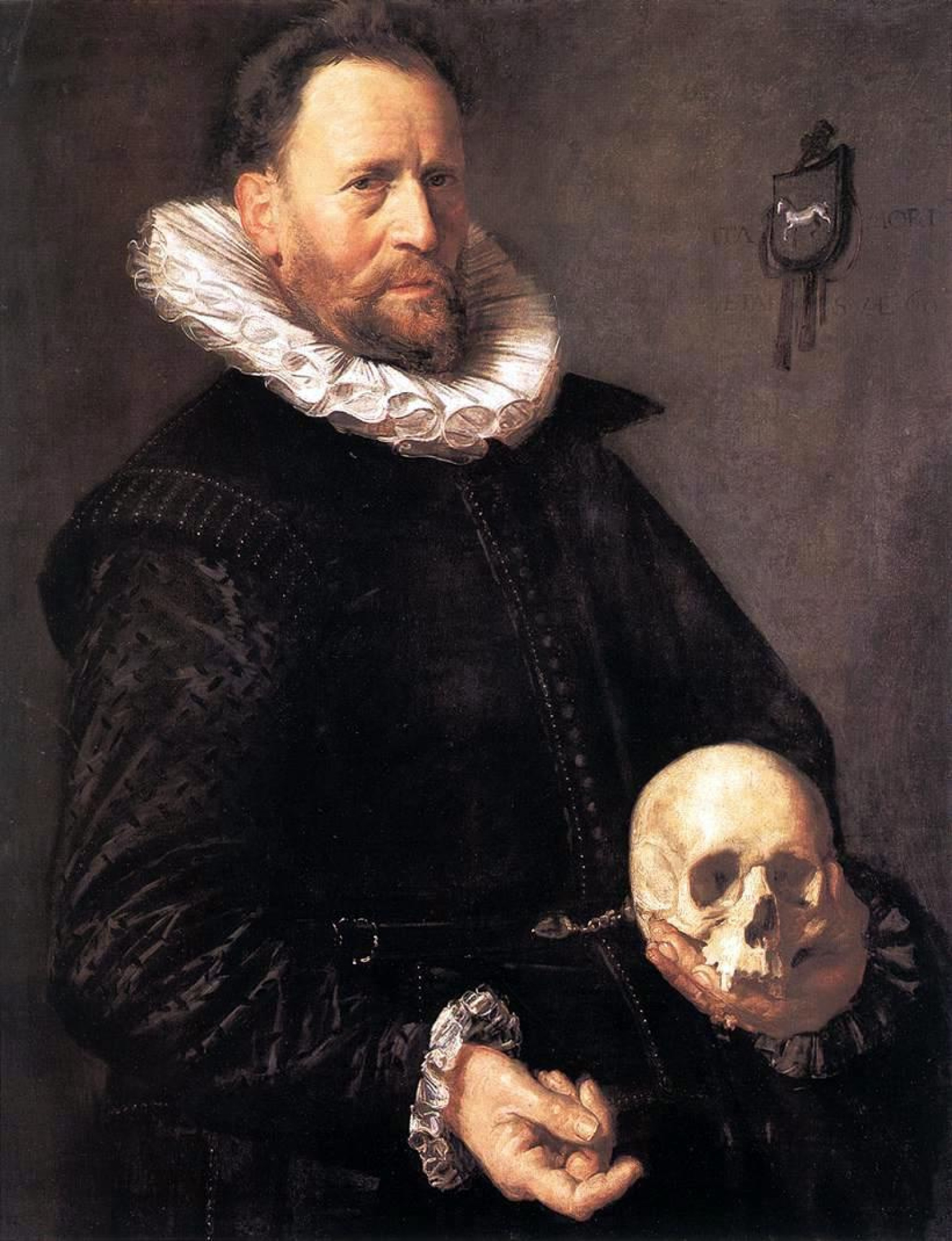 Portrait of a man with a skull, 1611, 73×94 cm by Frans Hals