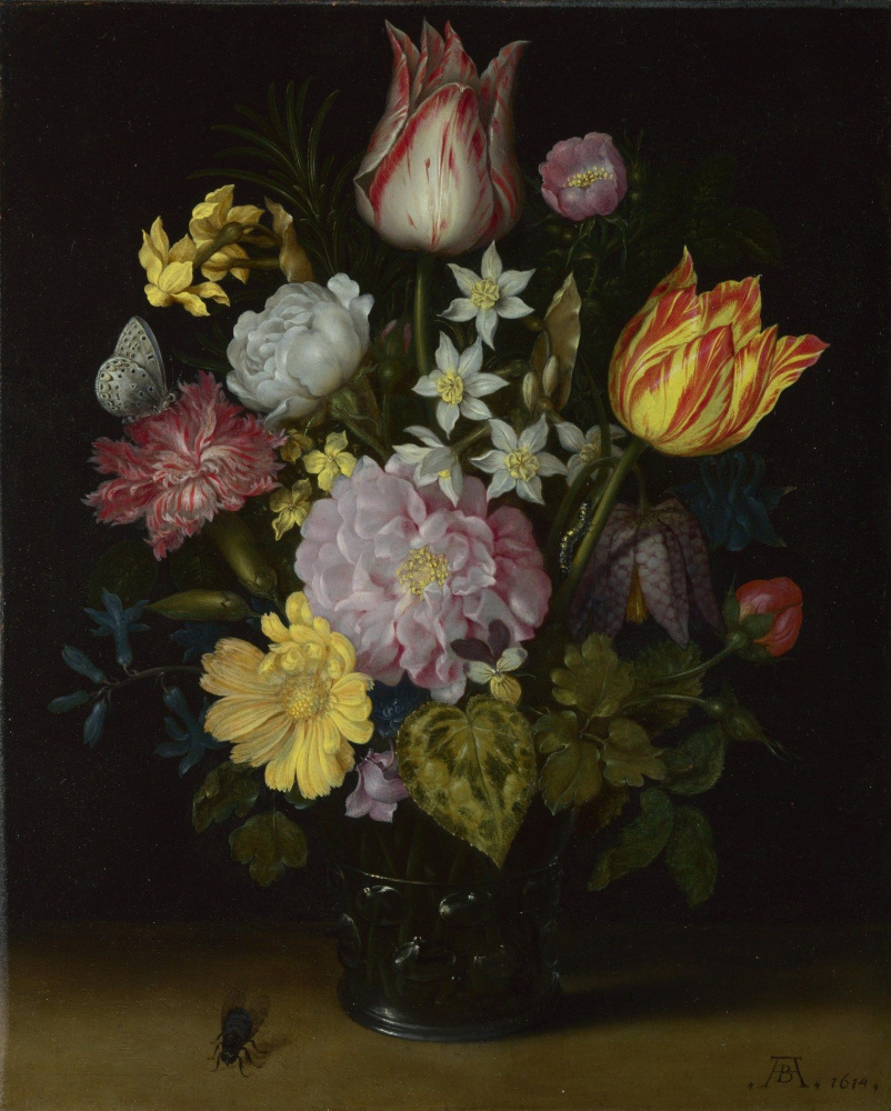 Ambrosius Bosschaert the Elder. Flowers in a glass vase