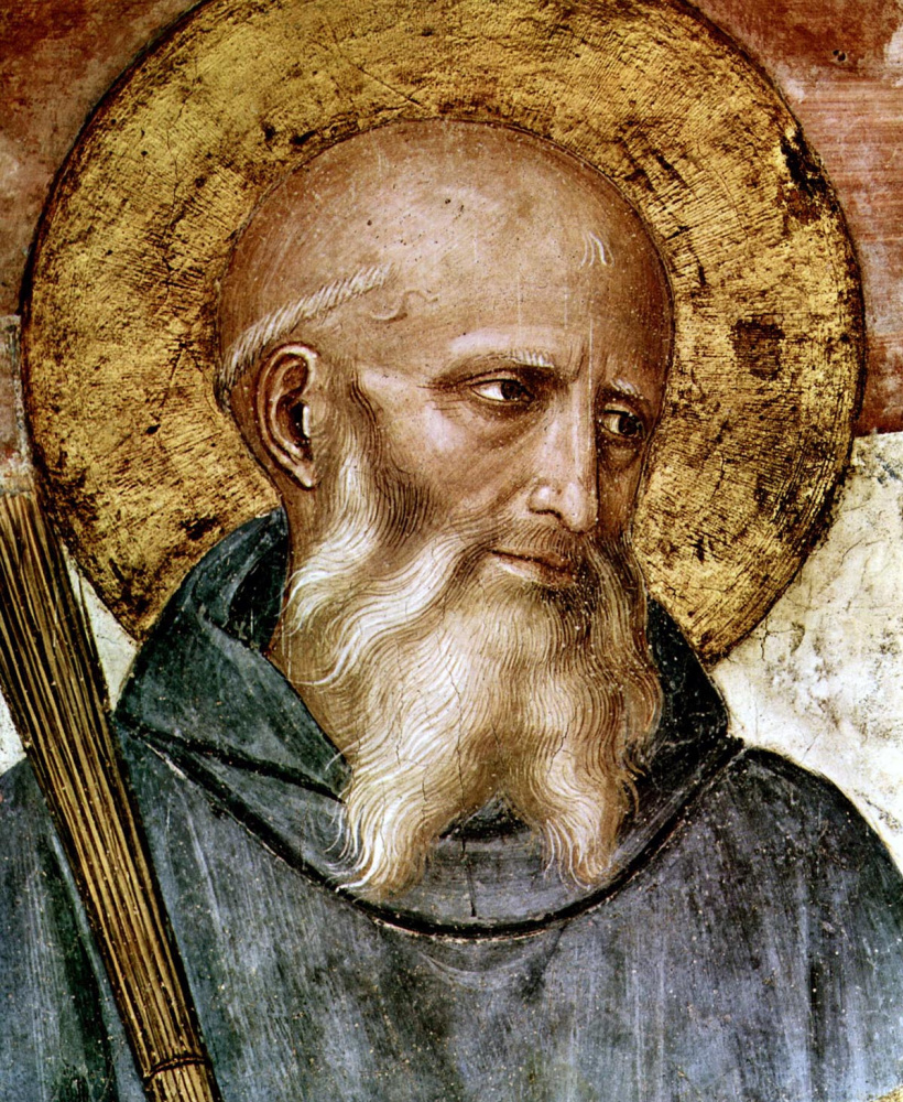 Фра Беато Анджелико. Saint Benedict. Fragment of the fresco "The Crucifixion and Saints" Hall of the Chapter of the Monastery of San Marco, Florence