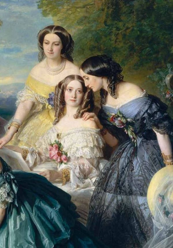 Franz Xaver Winterhalter. The Empress Eugenie with her ladies in waiting. Fragment