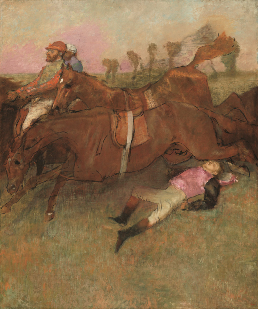Edgar Degas. The scene at the races: the fallen jockey