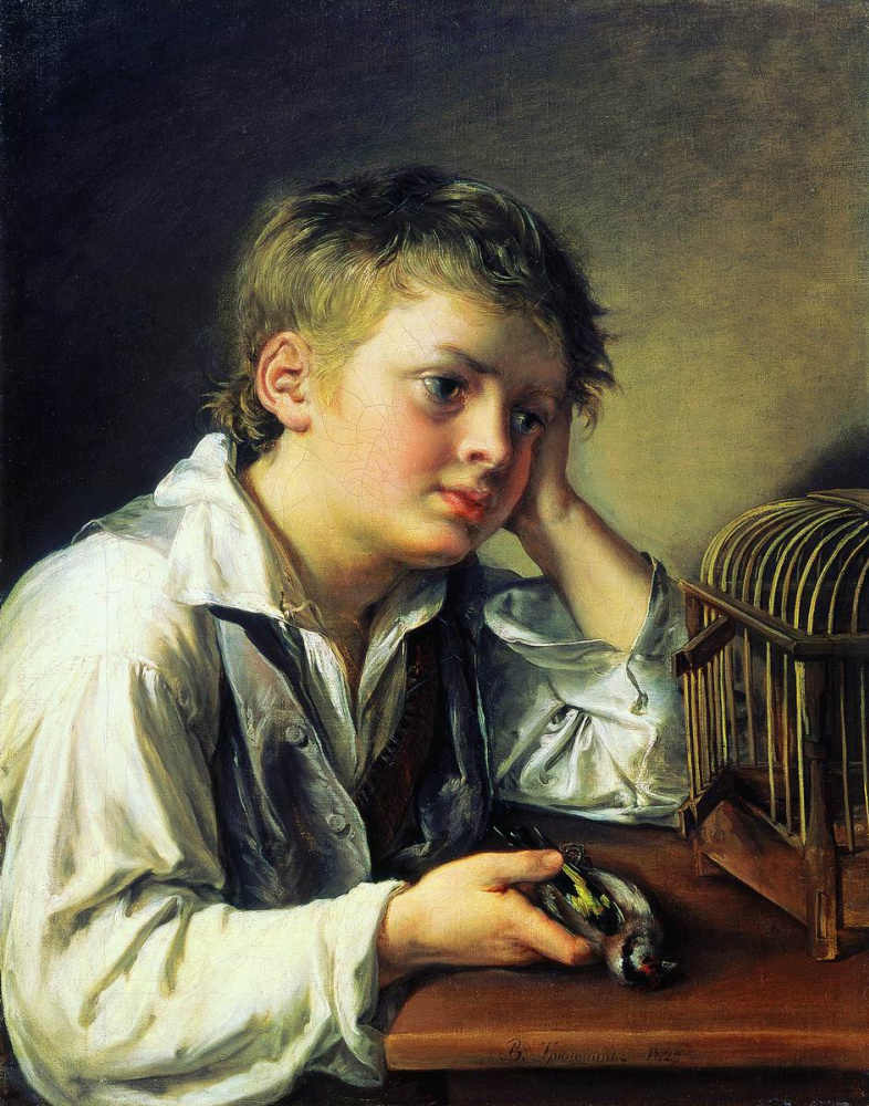 Vasily Tropinin. Boy with a dead goldfinch