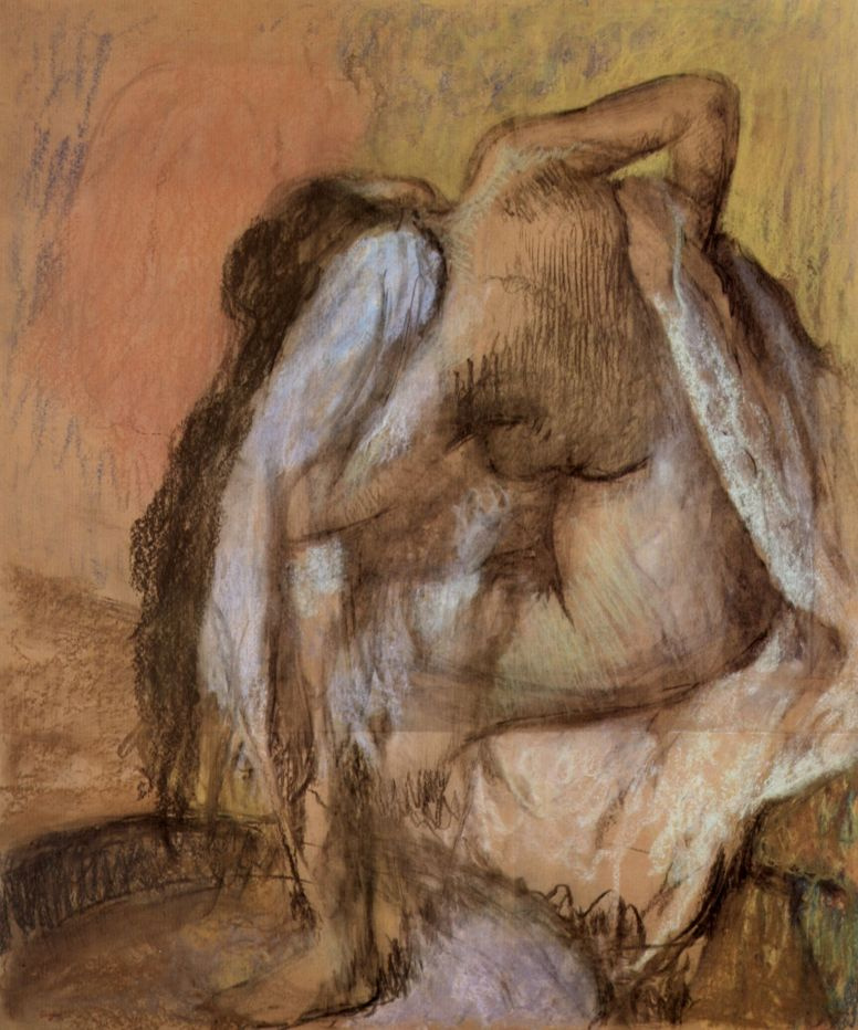 Edgar Degas. Seated Nude, wiping the neck and back