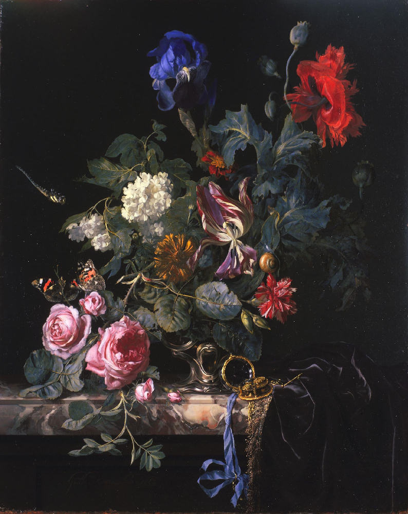 Willem van Aelst. Flowers in silver vase