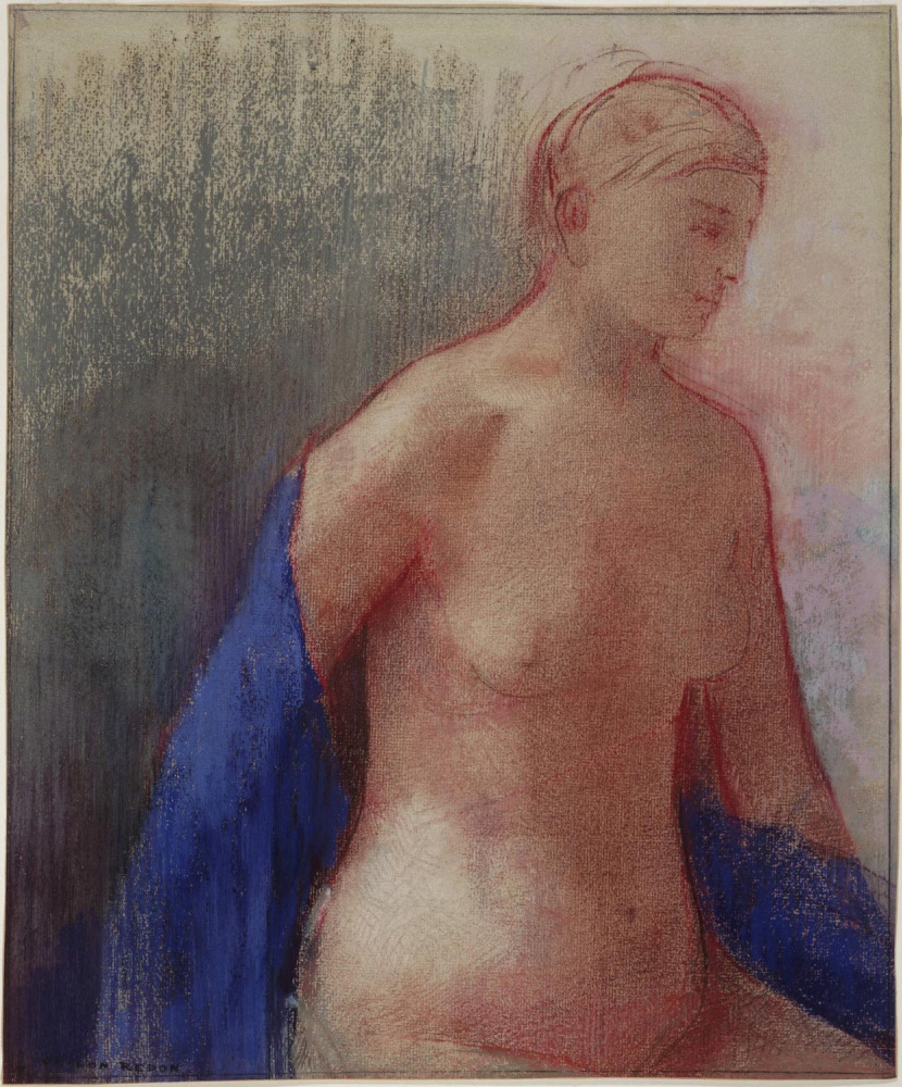 Odilon Redon. Nude with a blue scarf