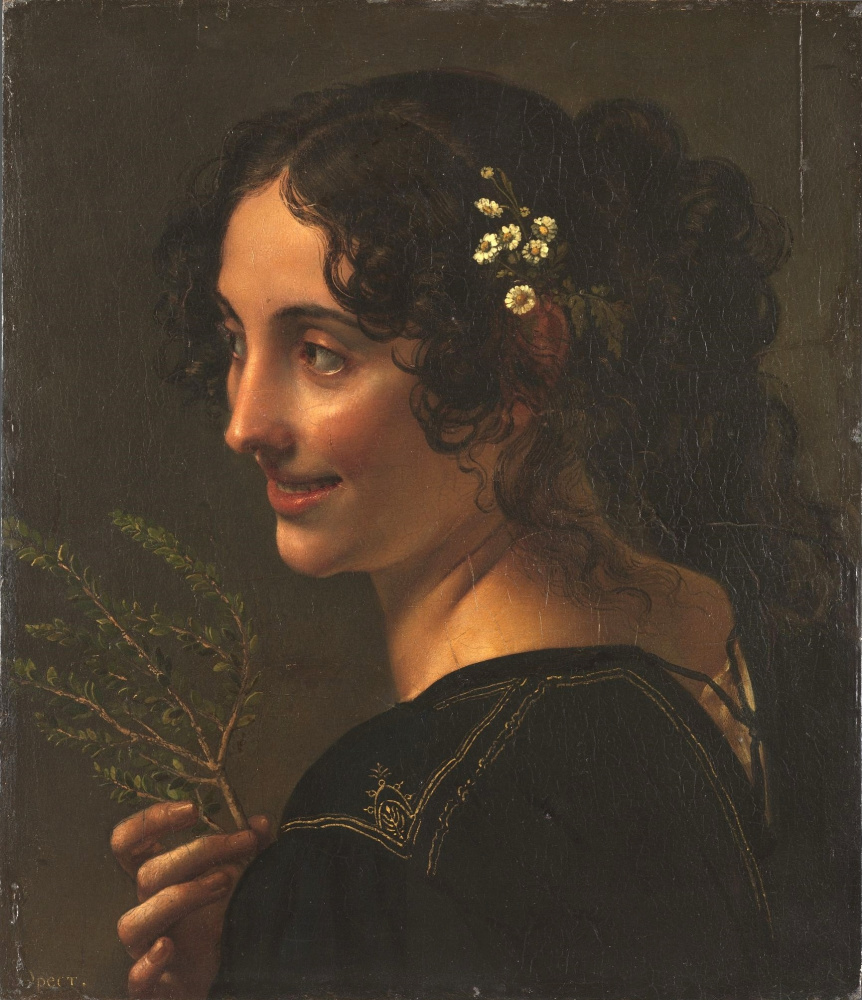 Orest Adamovich Kiprensky. Gypsy woman with a myrtle branch in her hand