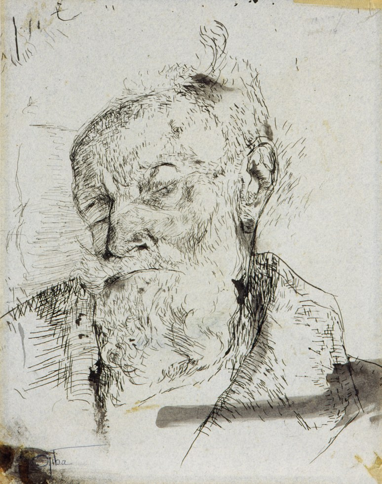 Charlotte Salomon. Portrait of a dying Ludwig Grunwald, grandfather of Charlotte Salomon