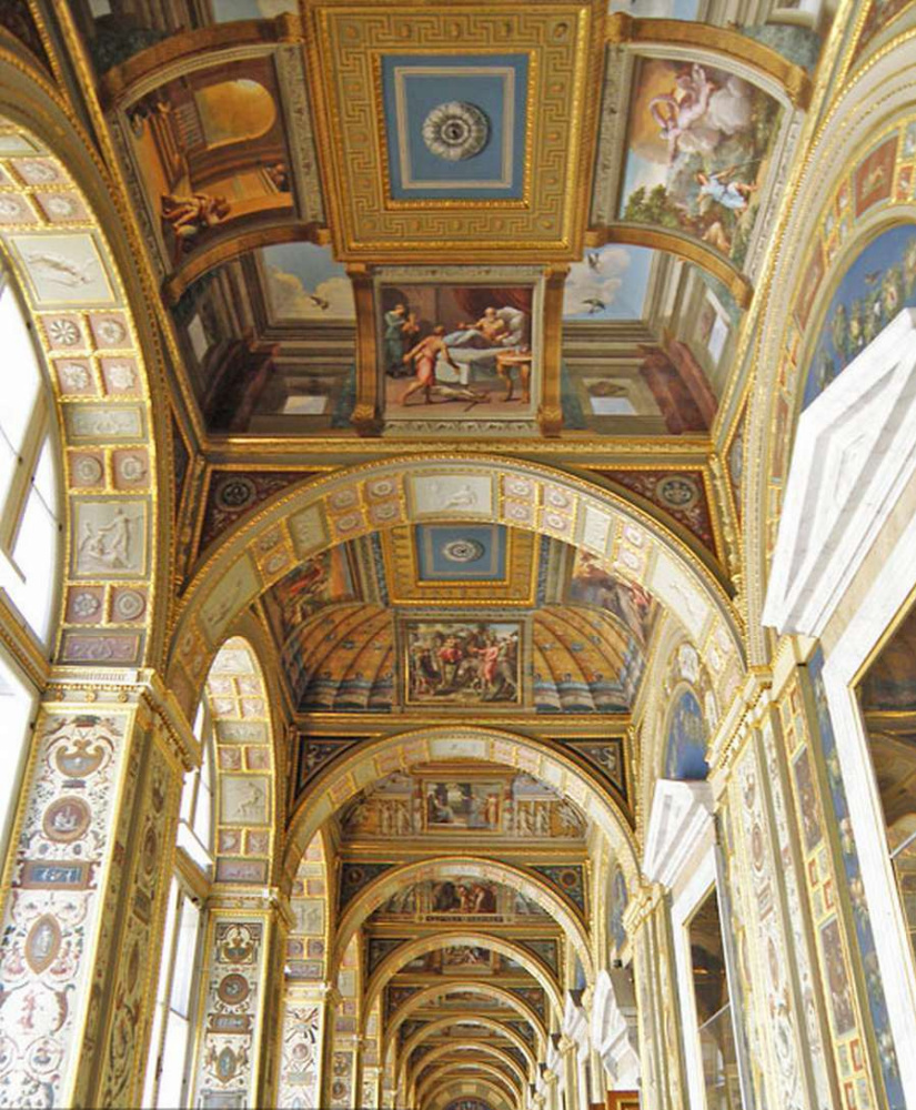 Raphael Sanzio. The painting of the ceiling of the Raphael loggias of the Palace of the Pope in the Vatican