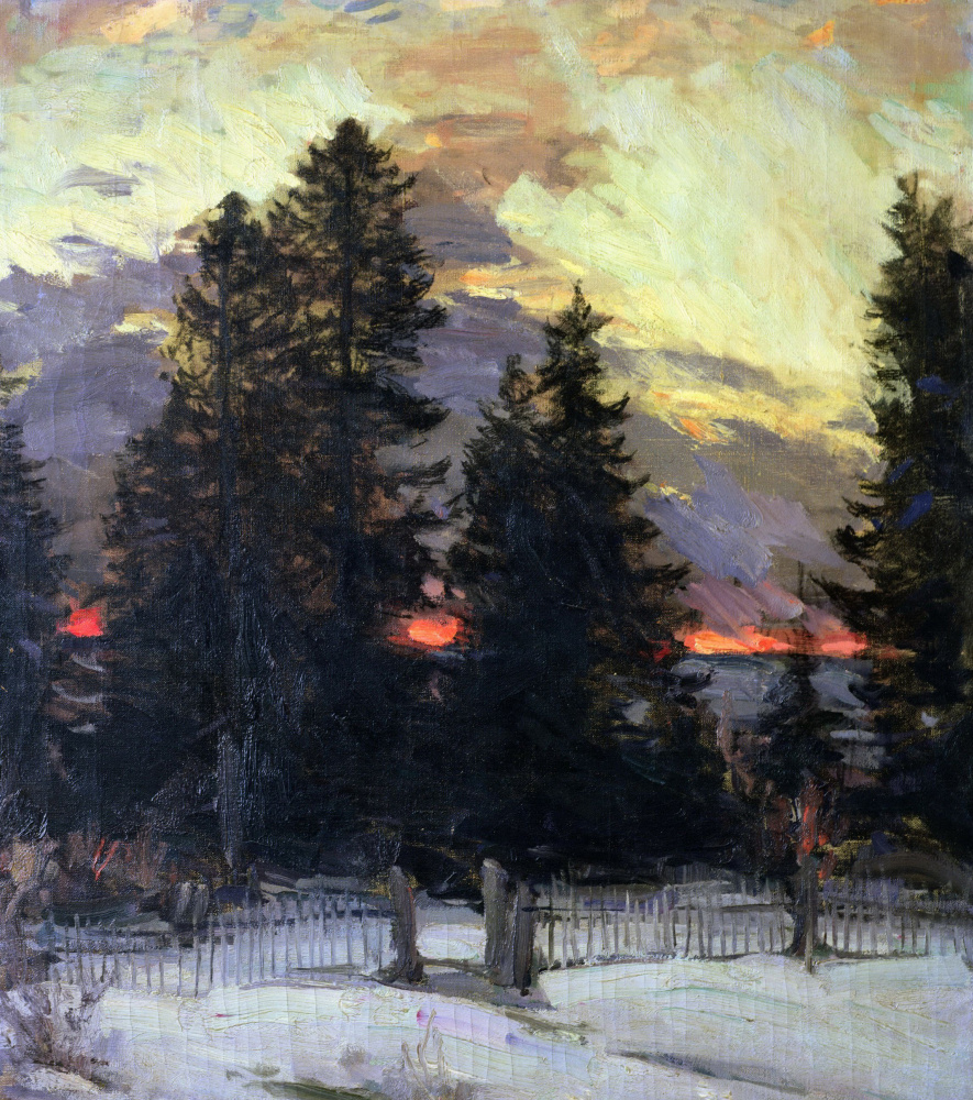 Abram Arkhipov. Sonnenuntergang Winterlandschaft