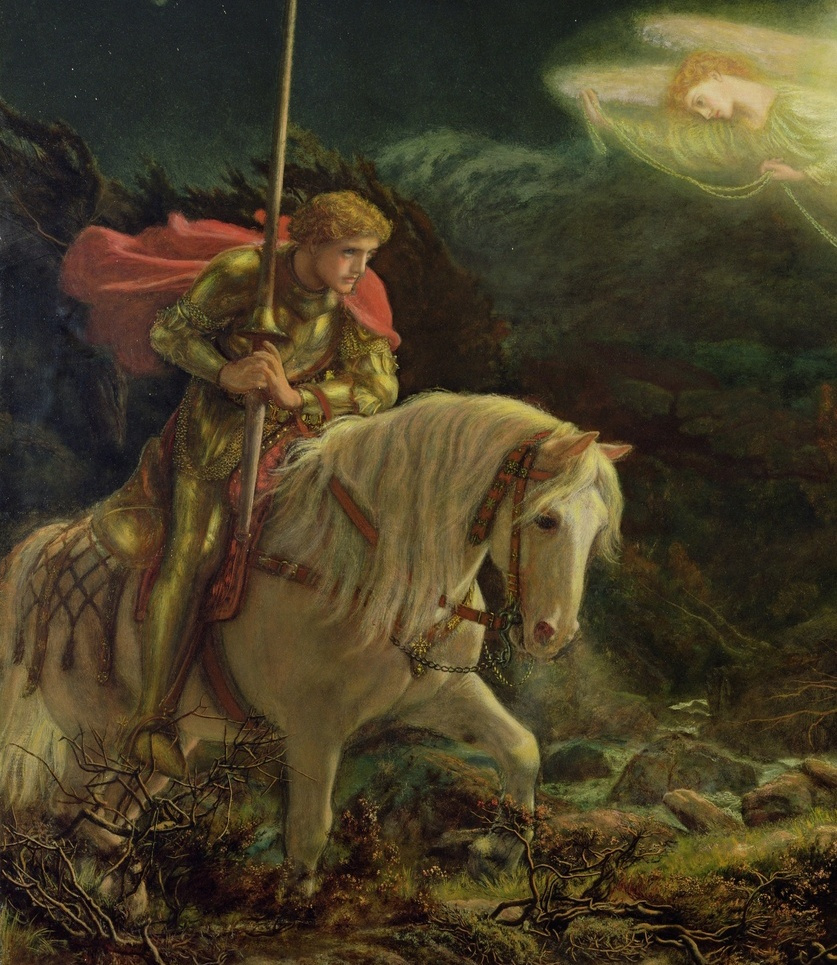 Arthur Hughes. Sir Galahad in search of the Holy Grail. Fragment