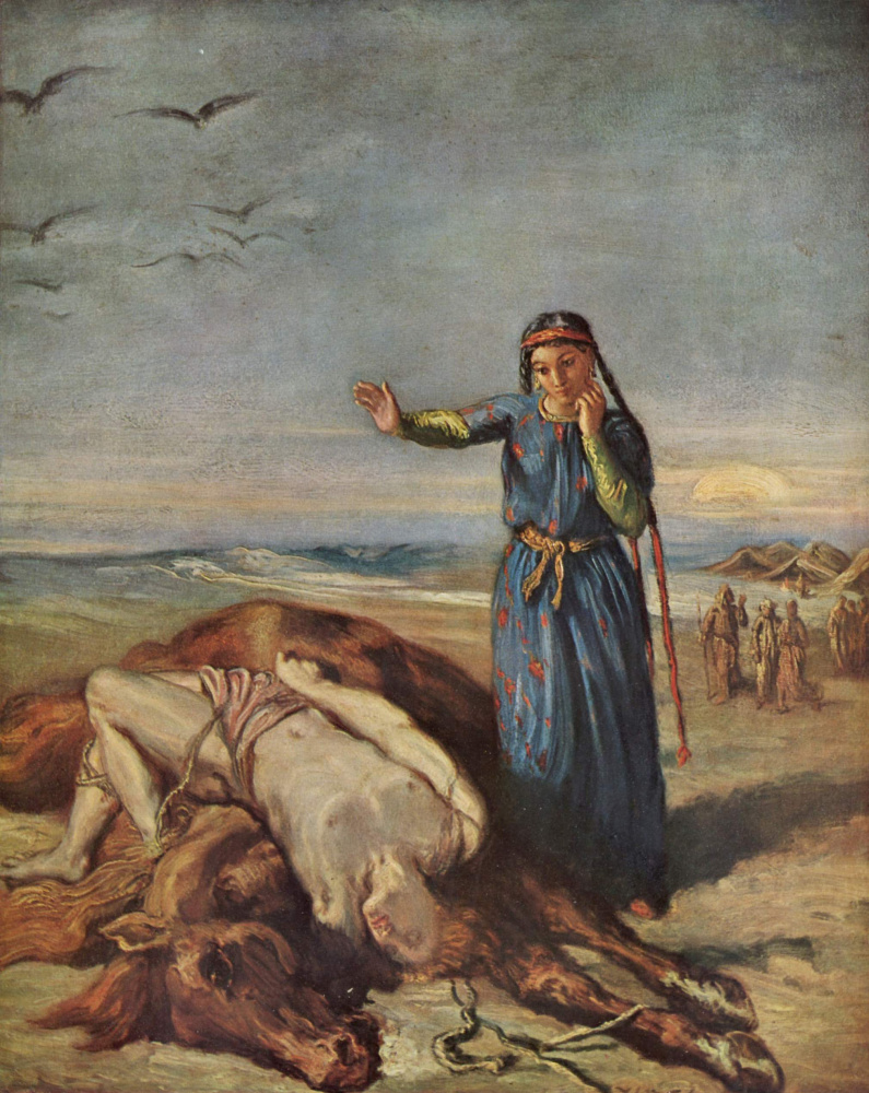 Theodore Chassiorio. Girl-Cossack over the body of Mazeppa