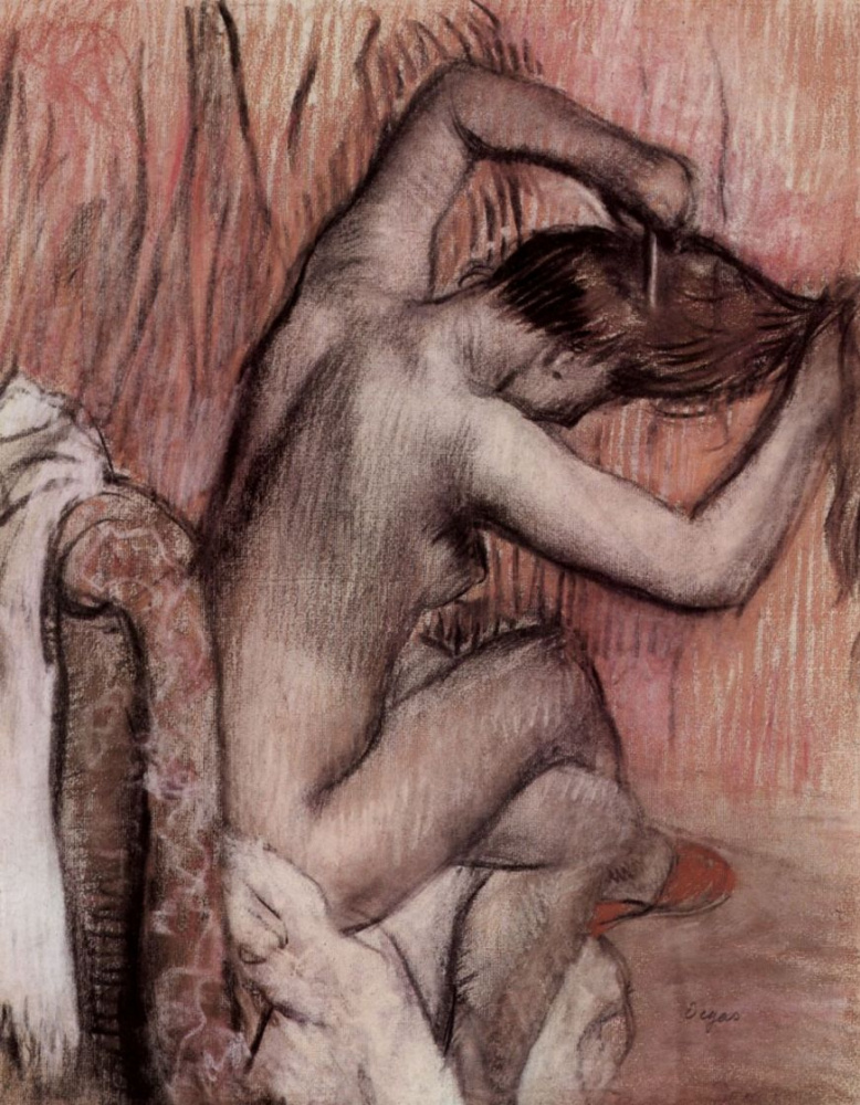 Edgar Degas. Seated Nude combing hair