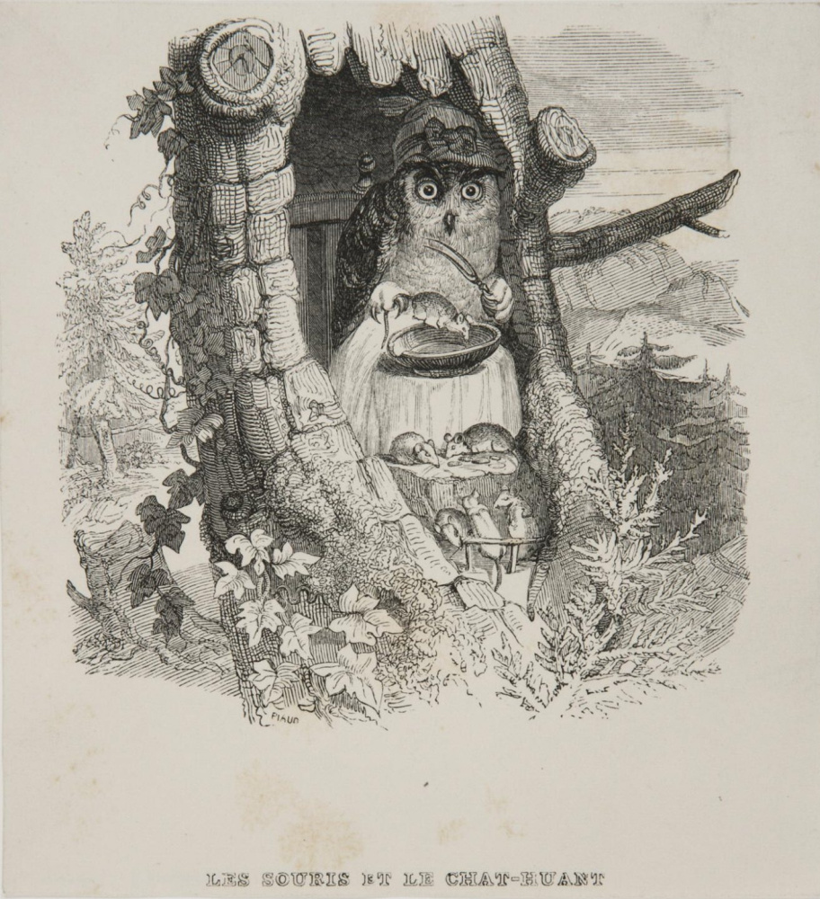 Jean Ignace Isidore Gérard Grandville. Owl and Mouse