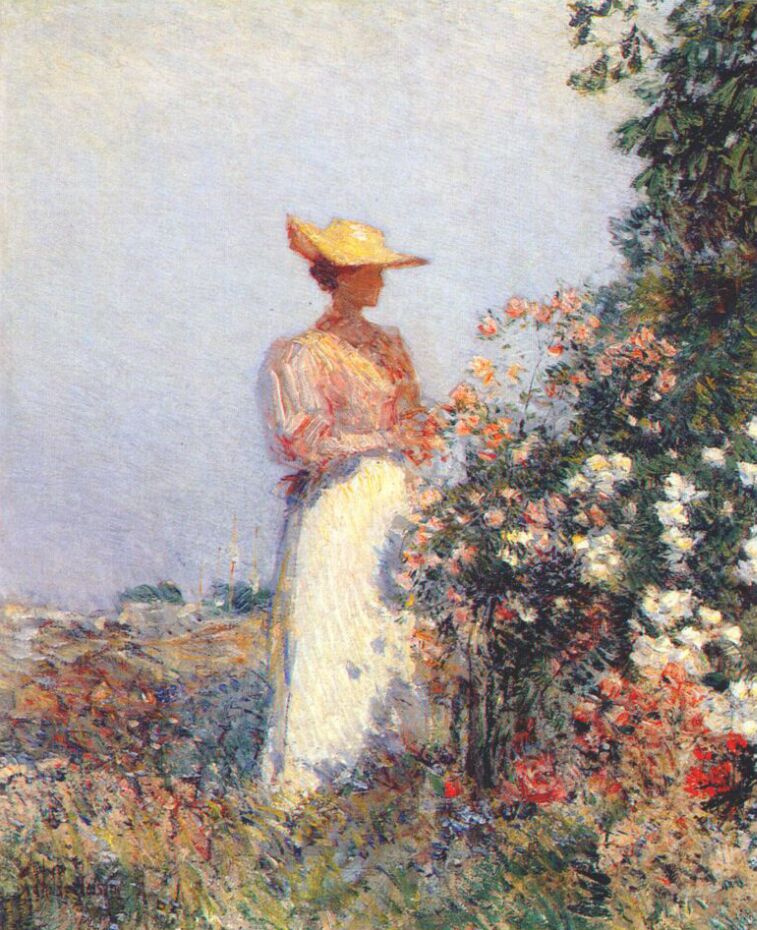 Childe Hassam. The lady in the flower garden
