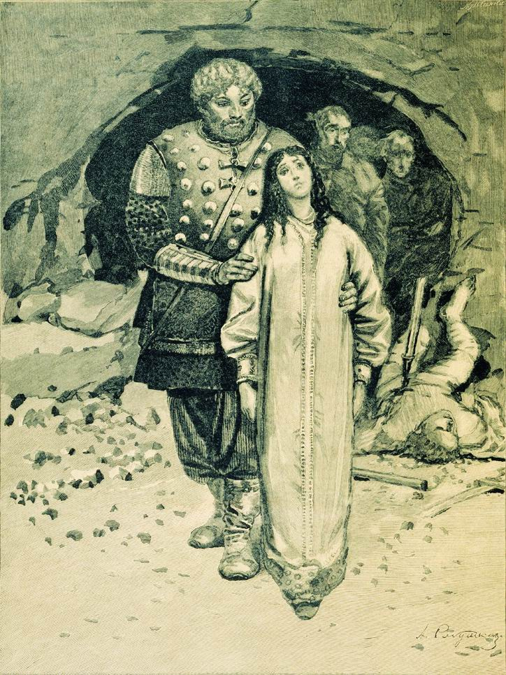 Andrei Petrovich Ryabushkin. Nikitich. 1895 Illustration for the book "Russian epic warriors"