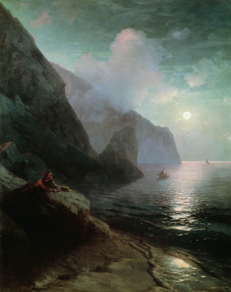 Ivan Aivazovsky. A. S. Pushkin in Crimea at Gurzuf rocks