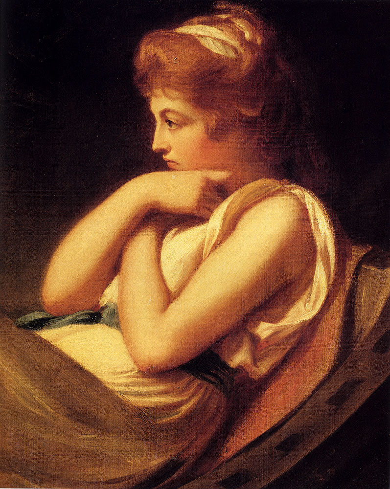 George Romney. Serena in contemplation. Portrait of Emma Hamilton in Thought