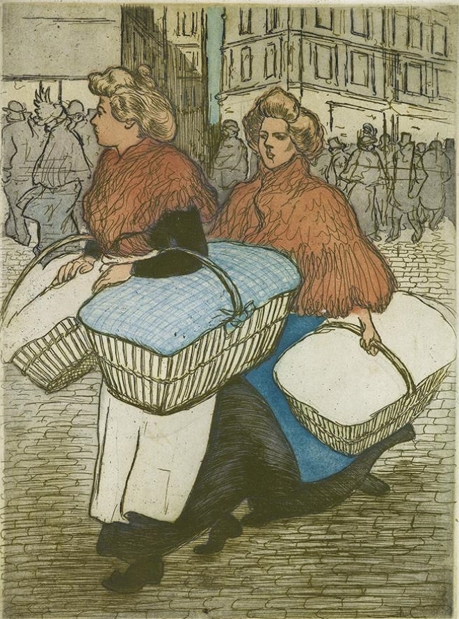 Theophile-Alexander Steinlen. Washerwoman, returning from work