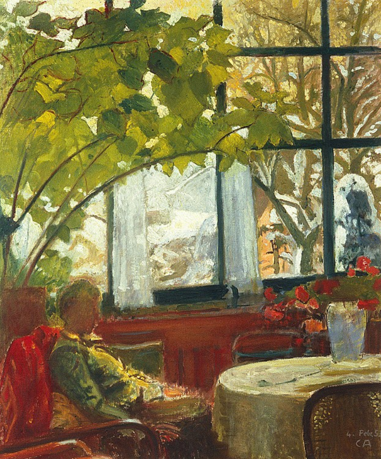 Cuno Amiet. Interior with seated Mrs. Amie