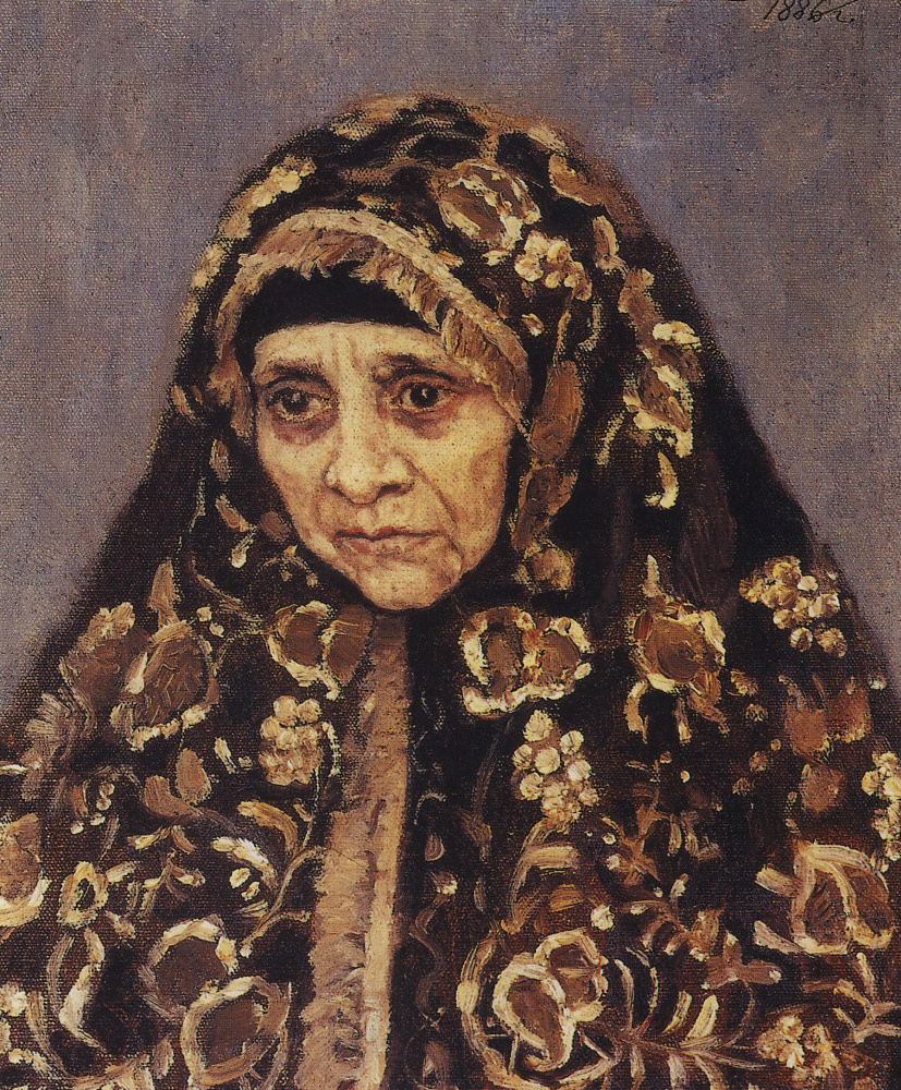 Vasily Surikov. The old woman in a patterned headscarf. A sketch for the painting "Boyarynya Morozova"