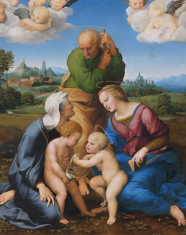 Raphael Sanzio. Holy family, Canigiani (the Holy family with STS Elizabeth and John the Baptist or Madonna, Canigiani)