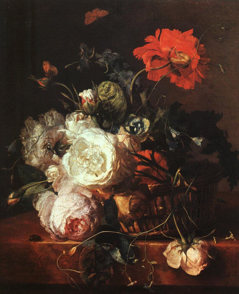 Jan van Huysum. White roses