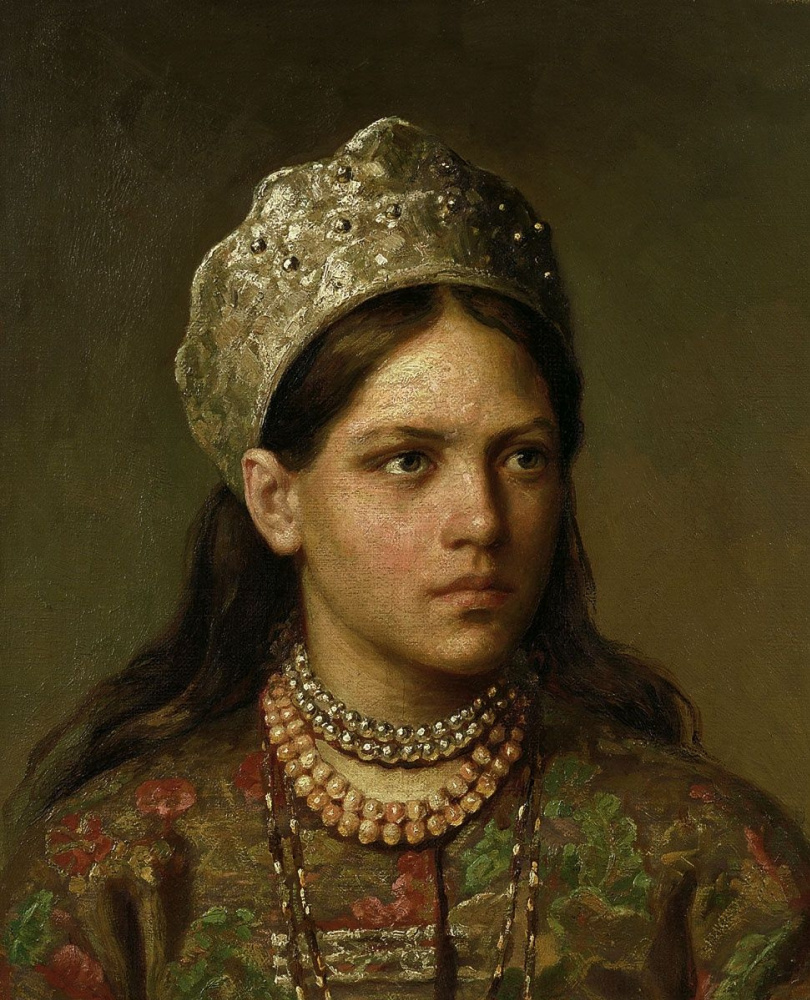 Firs Sergeevich Zhuravlev. Portrait of a girl in Russian costume