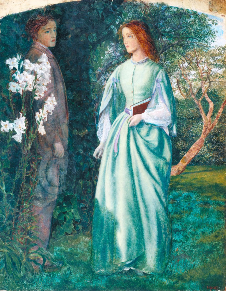 Arthur Hughes. Aurora and Romney, a scene from the poem "Aurora Lee"
