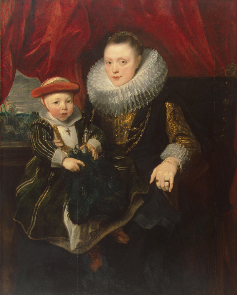 Anthony van Dyck. Portrait of a young woman with a child