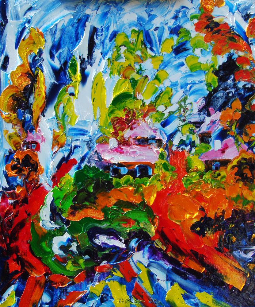 Kandinsky-DAE. Estate in uscita, cattura invernale. Olio su tela, 50x40, 2006. (sublimatismo espressivo).