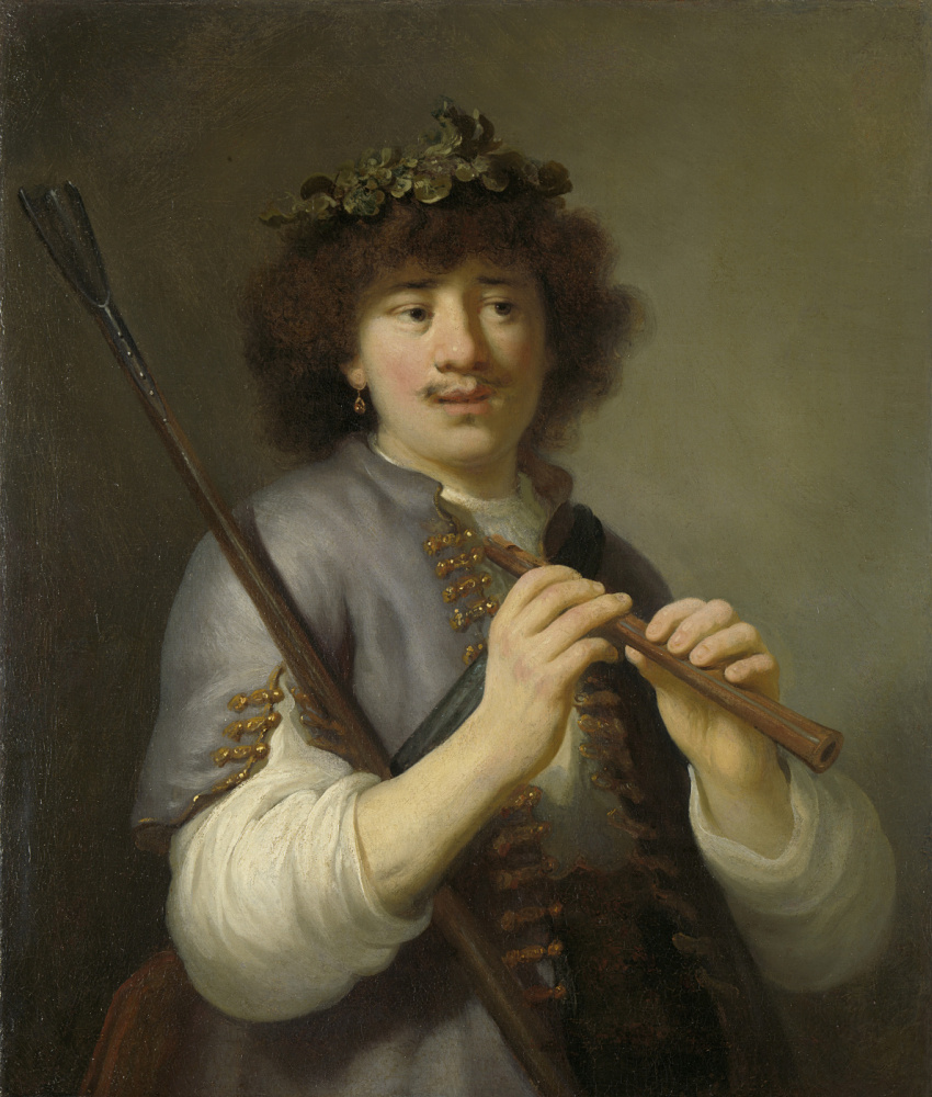 Govaert Flinck. Rembrandt as a cowherd boy with a flute